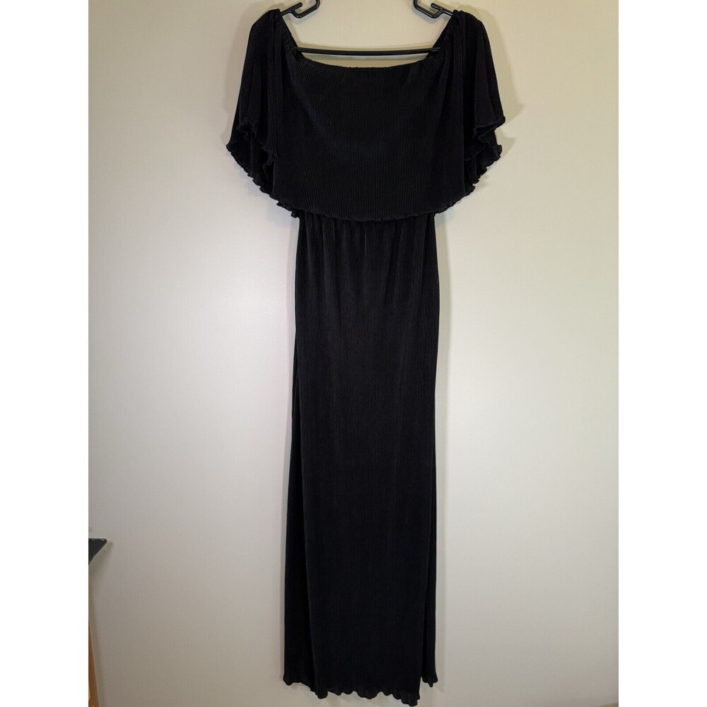 Dress Day Black Polyester Maxi Dress Floor Length Size Small